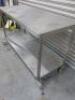 Mobile Stainless Steel Prep Table with Shelf Under, Size H90cm x W145cm x D60cm. NOTE: 1 x castor requires attention. - 3