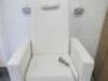 Made in Italy Pedicure Chair with Foot Spa, Model Foot Spa 8998, DOM 2018, 240V, Upholstered in white Vinyl. Fully Adjustable Seat with Adjustable Arms, Back Massage, Whirlpool with Led Light & Controller. NOTE: unable to power up due to electrical fault, - 3