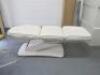 REM Excel Electric 3 Motor Beauticians Adjustable Treatment Chair/Couch Upholstered in White Vinyl and Comes with Controller, S/N 000181. NOTE: condition as viewed/pictured. - 4