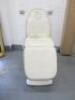 REM Excel Electric 3 Motor Beauticians Adjustable Treatment Chair/Couch Upholstered in White Vinyl and Comes with Controller, S/N 000181. NOTE: condition as viewed/pictured. - 7