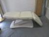 REM Excel Electric 3 Motor Beauticians Adjustable Treatment Chair/Couch Upholstered in White Vinyl and Comes with Controller, S/N 000184. NOTE: condition as viewed/pictured. - 3