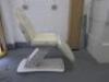 REM Excel Electric 3 Motor Beauticians Adjustable Treatment Chair/Couch Upholstered in White Vinyl and Comes with Controller, S/N 000183. NOTE: condition as viewed/pictured. - 3