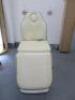 REM Excel Electric 3 Motor Beauticians Adjustable Treatment Chair/Couch Upholstered in White Vinyl and Comes with Controller, S/N 000183. NOTE: condition as viewed/pictured. - 12