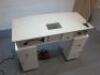 Nail Technicians Table with 5 Drawers, LED Light & Extraction in Gloss White Melamine, Size H77cm x W100cm x D48cm. - 2