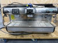 La Cimbali 2 Grp Coffee Machine, Model M24 PLUS DT/2, S/N 1437614. NOTE: plastic display panel fixings require attention. NOT VAT ON LOT.