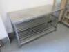 Stainless Steel Prep Table with 2 Slatted Shelves Under. Size H84cm x W142cm x D56cm. NOT VAT ON LOT. - 2