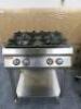 Angelopo 4 Burner Gas Range on Mobile Stainless Steel Base with Shelf Under. Size H95cm x W70cm x D75cm. NOT VAT ON LOT.