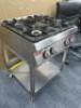 Angelopo 4 Burner Gas Range on Mobile Stainless Steel Base with Shelf Under. Size H95cm x W70cm x D75cm. NOT VAT ON LOT. - 2