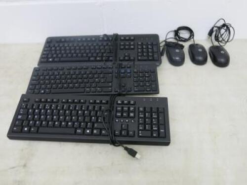 3 x Assorted Keyboards & 3 x Assorted Mouse