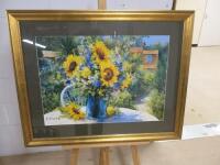 Sunflowers by Roger Bolzonello. Framed, Glazed & Mounted Print. Size 75cm x 94cm. NOT VAT ON LOT.