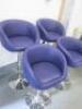 4 x Height Adjustable Bar Stools with Back, Upholstered in Purple Faux Leather on Chrome Base. NOT VAT ON LOT. - 6