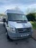 NV56 WVL: Ford Transit 100, 17 Seater Minibus in Silver. RWD, Diesel, 2402cc, Mileage 72890, MOT 10/2022, Former Keepers 1. Comes with V5 & Key