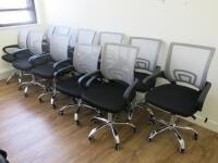 11 x Grey & Black Swivel Chairs on Chromed Base.