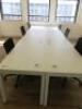 6 x White Melamine Desks & 6 x Black Ergo Swivel Chairs. Desk Size W140 x D70cm. - 3