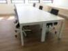 6 x White Melamine Desks & 6 x Black & White Sense G28 Ergo Swivel Chairs. Desk Size W140 x D70cm. - 2