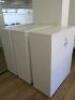 3 x White Wooden 2 Door Cabinets (no keys). Size H120 x W95 x D44cm.