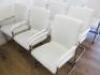 6 x White Faux Leather Canterlever Chairs on Chrome Frame.