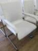 6 x White Faux Leather Canterlever Chairs on Chrome Frame. - 2