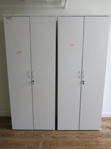 2 x 2 Door Wooden Tall Cabinets with Keys. Size H200 x W80 x D45cm.