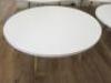 2 x White Melamine Topped Coffee/Side Table with Beachwood Effect Legs. Size H46 x Dia100cm. - 2