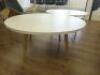 2 x White Melamine Topped Coffee/Side Table with Beachwood Effect Legs. Size H46 x Dia100cm. - 4