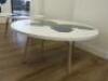 2 x White Melamine Topped Coffee/Side Table with Beachwood Effect Legs. Size H46 x Dia100cm. - 2