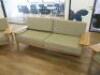 3 Piece Sofa Set in Beechwood with Light Olive Green Upholstered Cushions. - 3