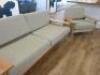 3 Piece Sofa Set in Beechwood with Light Olive Green Upholstered Cushions. - 7