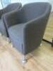 2 x Reception Bucket Chairs in Light Brown Upholstery in Metal Legs with Semi Ball Foot. - 2