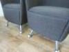 2 x Reception Bucket Chairs in Light Brown Upholstery in Metal Legs with Semi Ball Foot. - 3