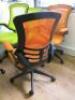 5 x Office Swivel Chairs in Black & Orange/Green. - 4