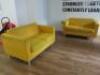 2 x Mustard Yellow Reception Sofa's. Size H73 x W135 x D77cm. NOTE: soiled, require cleaning. - 2