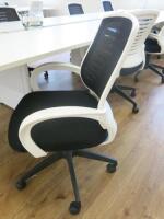 8 x Black & White Office Swivel Chairs.