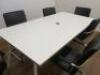 White Melamine Meeting Table on Metal Base with 6 x Black Faux Leather Canterlever Chairs. Size H73 x W200 x D100cm. - 4