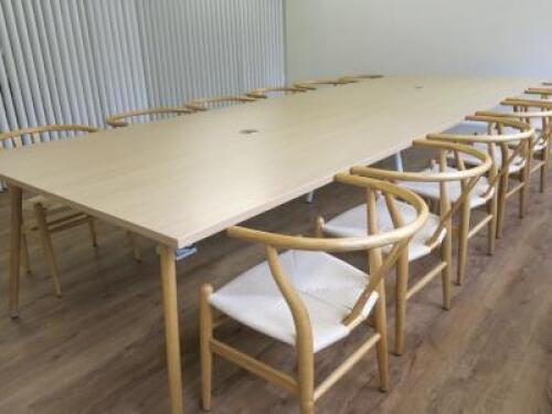 Large Meeting Table in 2 Sections in Light Wood Effect. Table Size H75 x W400 x D140cm.