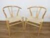 2 x Bentwood & Woven Seat Chairs in Hans Wegner Wishbone Style.