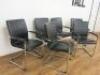 6 x Black Faux Leather Canterlever Chairs on Chrome Frame. - 2