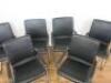 6 x Black Faux Leather Canterlever Chairs on Chrome Frame. - 4