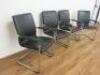 4 x Black Faux Leather Canterlever Chairs on Chrome Frame. - 2