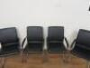 4 x Black Faux Leather Canterlever Chairs on Chrome Frame. - 4