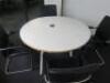 Round White Melamine Meeting Table on Metal Base with 4 x Black Faux Leather Canterlever Chairs on Chrome Frame. Size H73 x Dia120cm. - 2