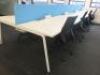 8 Position White Melamine Pod Desk with Power Units & 4 x Light Blue Desk Dividers. Desk Sizes W130 x D78cm. - 2