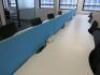 8 Position White Melamine Pod Desk with Power Units & 4 x Light Blue Desk Dividers. Desk Sizes W130 x D78cm. - 3