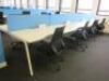 8 Position White Melamine Pod Desk with Power Units & 4 x Light Blue Desk Dividers. Desk Sizes W130 x D78cm. - 2