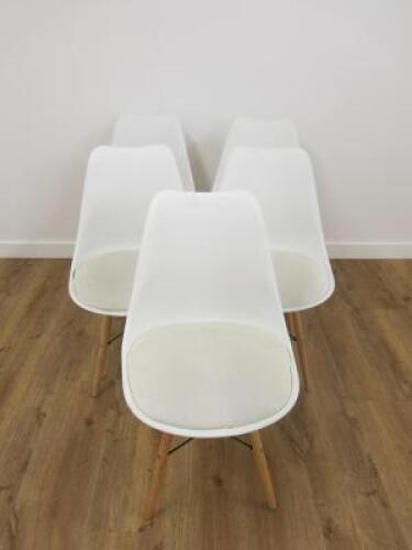 5 x Vitra Eames Style DSW Chairs with Padded Cushion Seat.