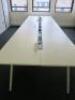 8 Position White Melamime Pod Desk with Power Units. Desk Sizes W130 x D75cm. - 2