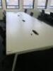 8 Position Pod White Melamime Desk with Power Units. Desk Sizes W130 x D80cm. - 2
