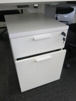 8 x 2 Draw White Wood Pedestals. Size H55 x W40 x D52cm.