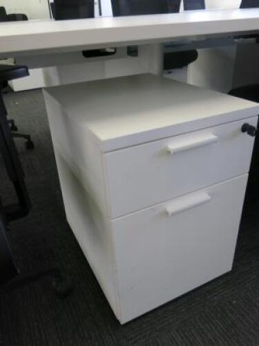 8 x 2 Draw White Wood Pedestals. Size H55 x W40 x D52cm.