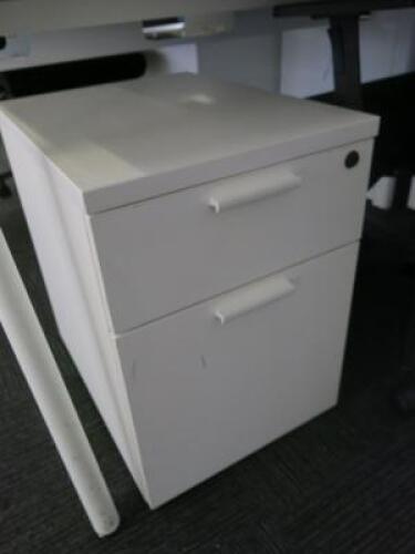 8 x 2 Draw White Wood Pedestals. Size H55 x W40 x D52cm.